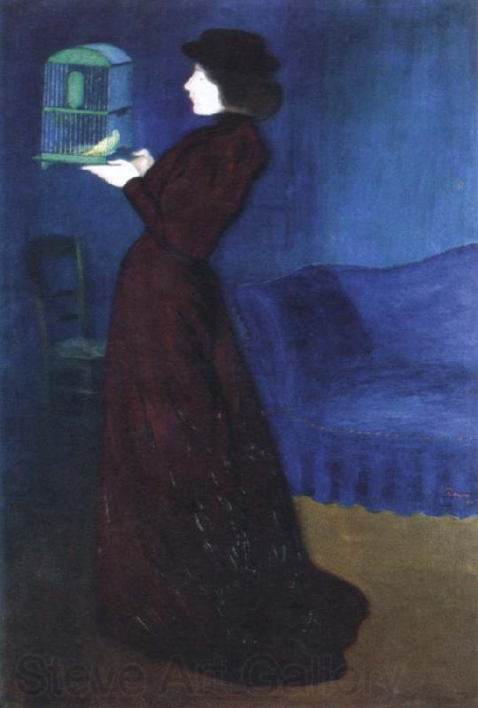 Jozsef Rippl-Ronai woman with a birdcage Norge oil painting art